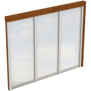 Skan Holz Seitenwand mit Polycarbonatplatten, 255x200 cm, Fichte Nussbaum, Zubehör für Terrassenüberdachungen.