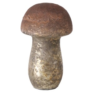 Boltze Dekoaufsteller Putu, kleine Pilzfigur in Gold-Braun, 8x5 cm, aus lackiertem Glas.