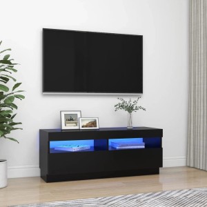 Schwarzer TV-Schrank mit LED-Beleuchtung, 100x35x40 cm, modernes Wohnzimmer-Möbel.
