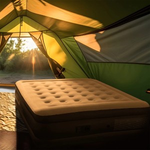 Juskys Luftbett Sapri L, grau-anthrazit, im Zelt. Bequeme Luftmatratze für Camping oder als Gästebett.