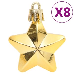 Goldener Stern aus dem 111-tlg. Weihnachtskugel-Set. Weihnachtsbaumschmuck.