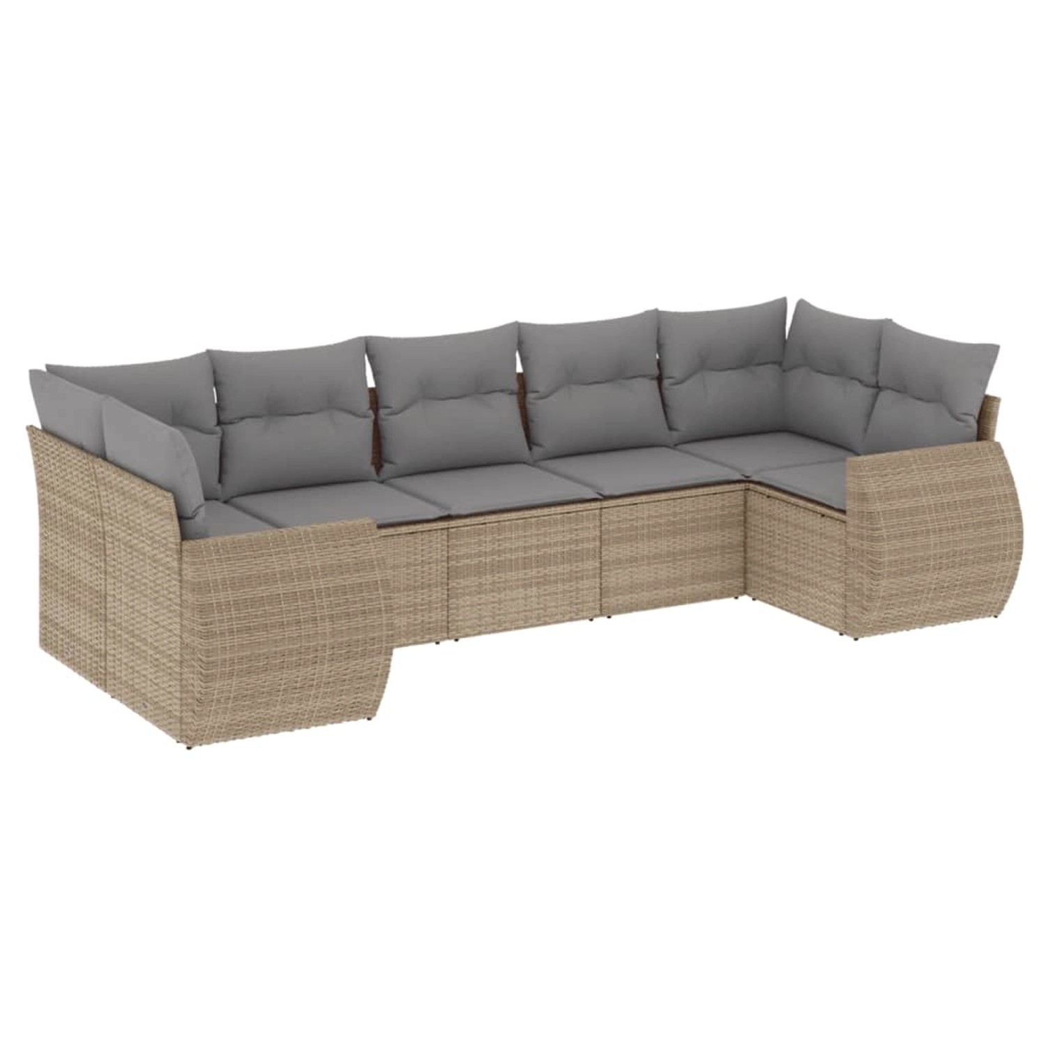 vidaXL 7-Tlg Garten-Sofagarnitur mit Kissen Beige Poly Rattan 3254126 günstig online kaufen