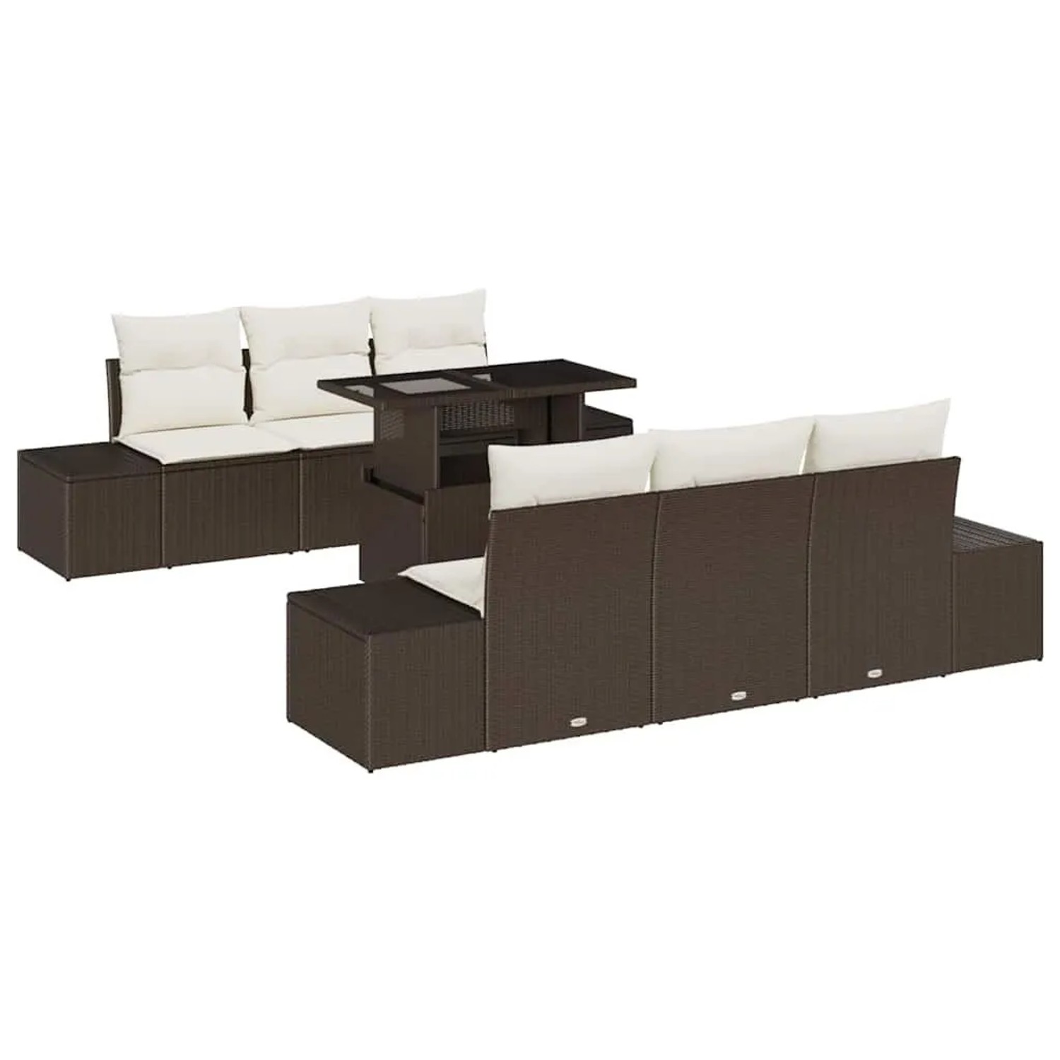 vidaXL Sofa Set mit Kissen 7-Tlg Braun und Creme Poly-Rattan 3349104 günstig online kaufen