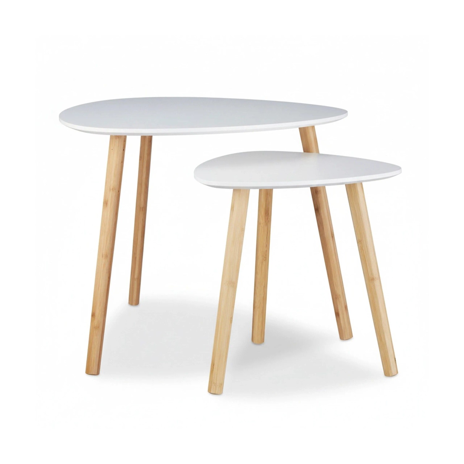 Relaxdays Satztische 2er Set Holz Weiß Natur Ineinander Stellbar Nordisches Design 48 cm x 60 cm x 60 cm 40 cm x 40 cm x 40 cm 3,7 kg