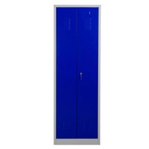 Blau-grauer Metallspind Dolphin, 180x60x50 cm, mit Zylinderschloss. Garderobenschrank für Werkstatt & Betrieb.