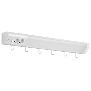 Oktaplex LED Unterbauleuchte 76cm mit Steckdosen und Haken, Küchenlicht warmweiß.