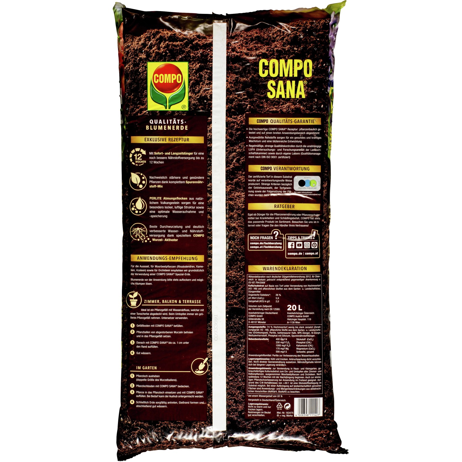 Compo Sana QualitätsBlumenerde 1 x 20 l kaufen bei OBI