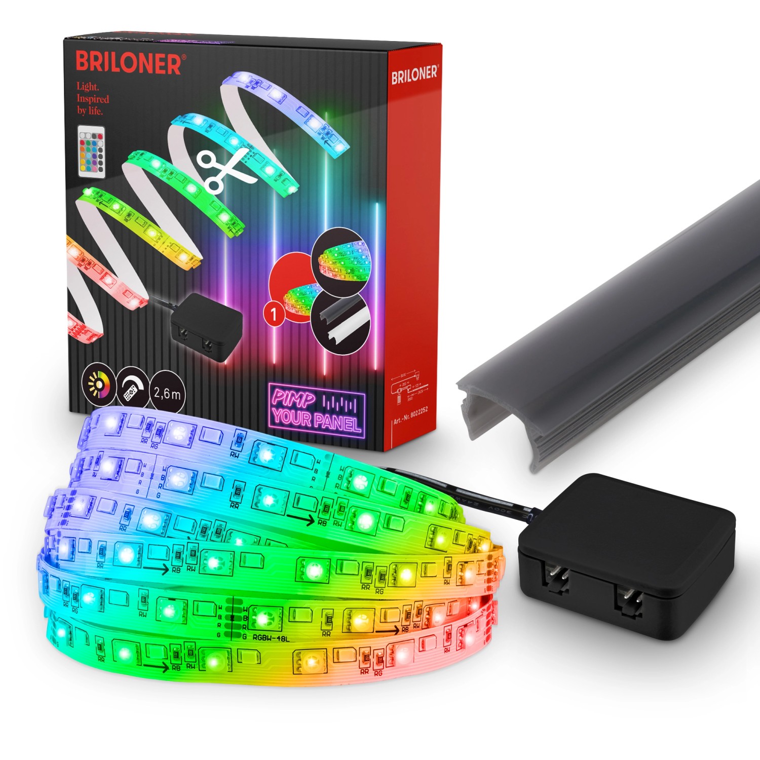 Briloner Pimp your Panel LED-Band Starter-Set 2,6 m RGB-Funktion