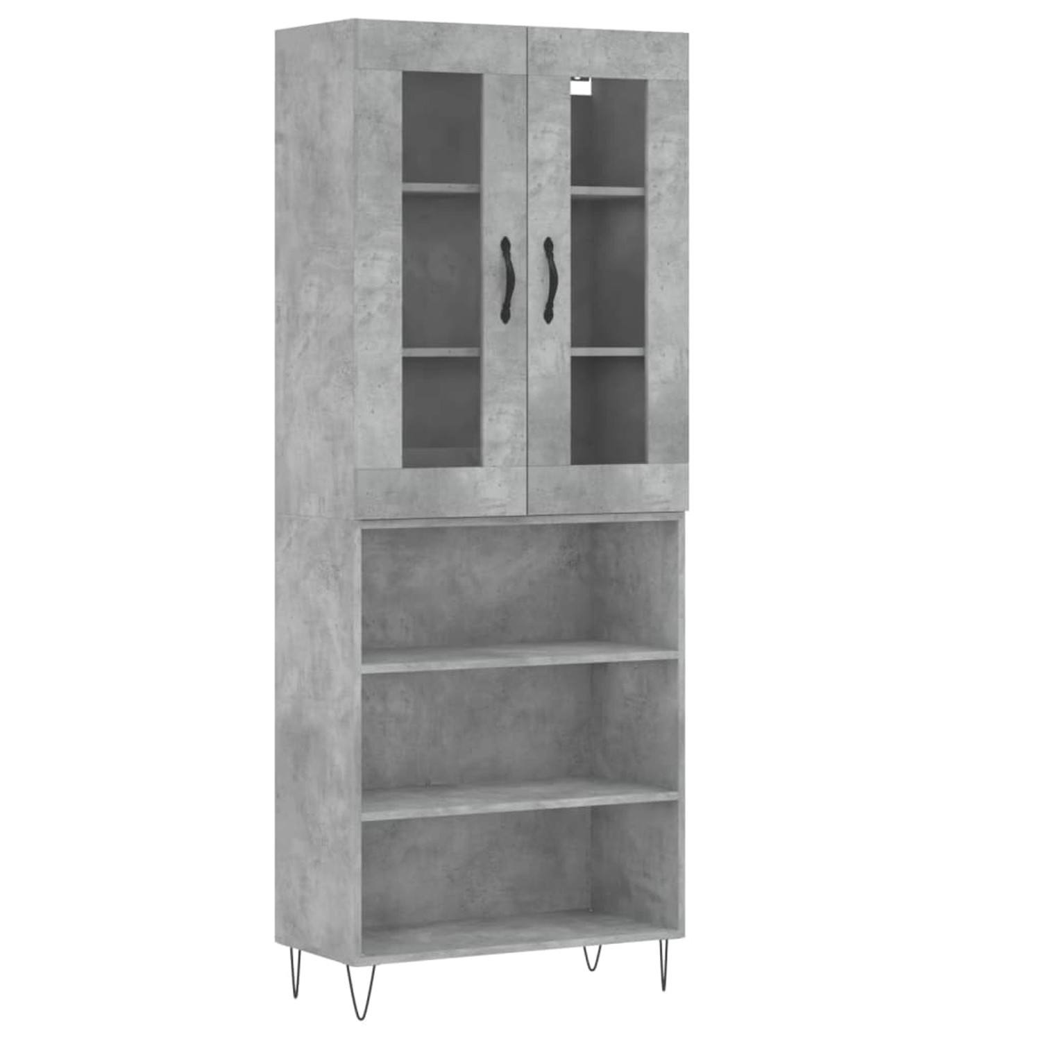 vidaXL Highboard Betongrau 69,5x34x180 cm Holzwerkstoff 3198757