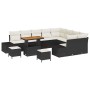 vidaXL Garten-Sofa-Set, 12-teilig, schwarz, Poly Rattan, mit Tisch und Hockern, ideal für Terrasse und Garten.