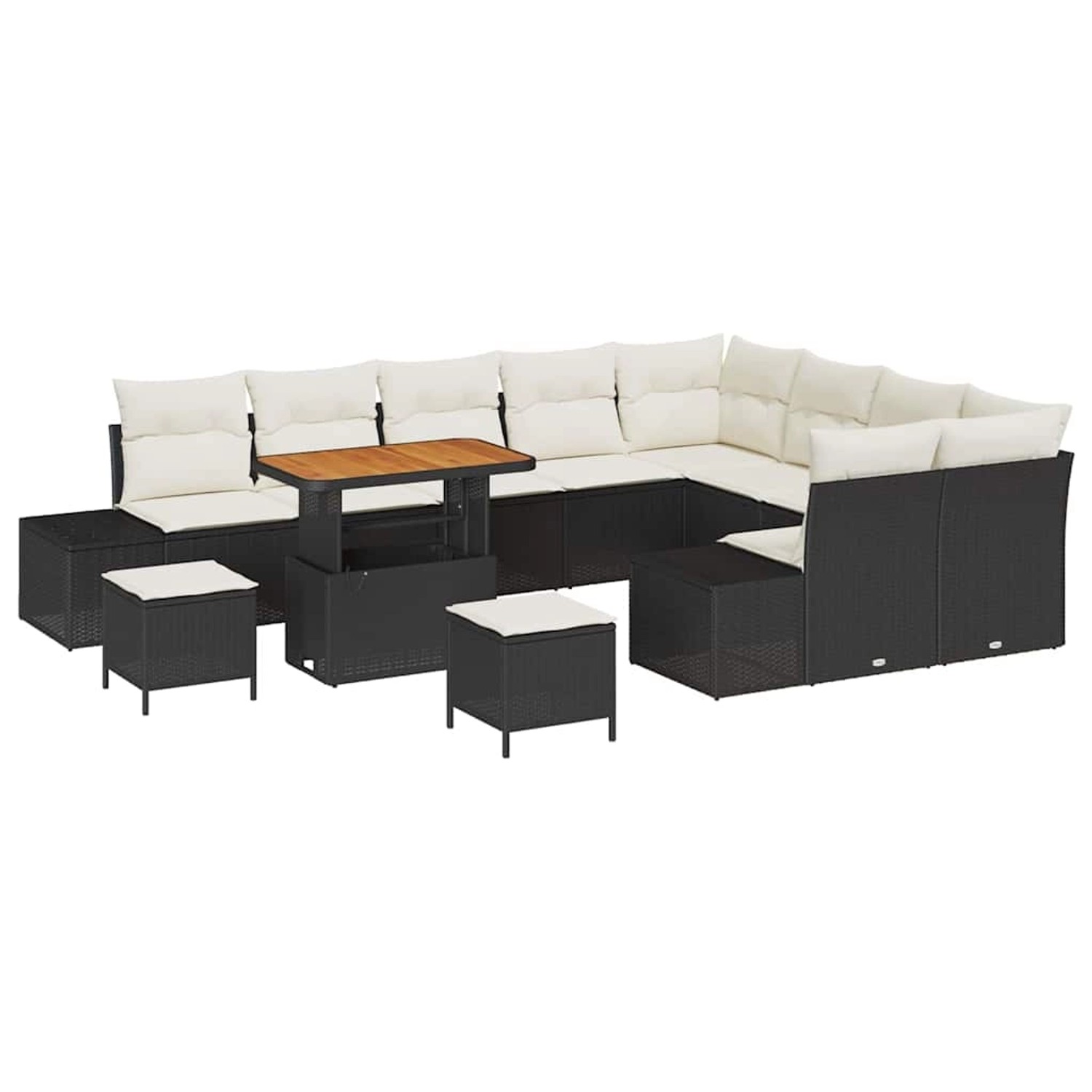 vidaXL Garten-Sofa-Set mit Speicher 12-Tlg Schwarz Poly Rattan 3362825 günstig online kaufen