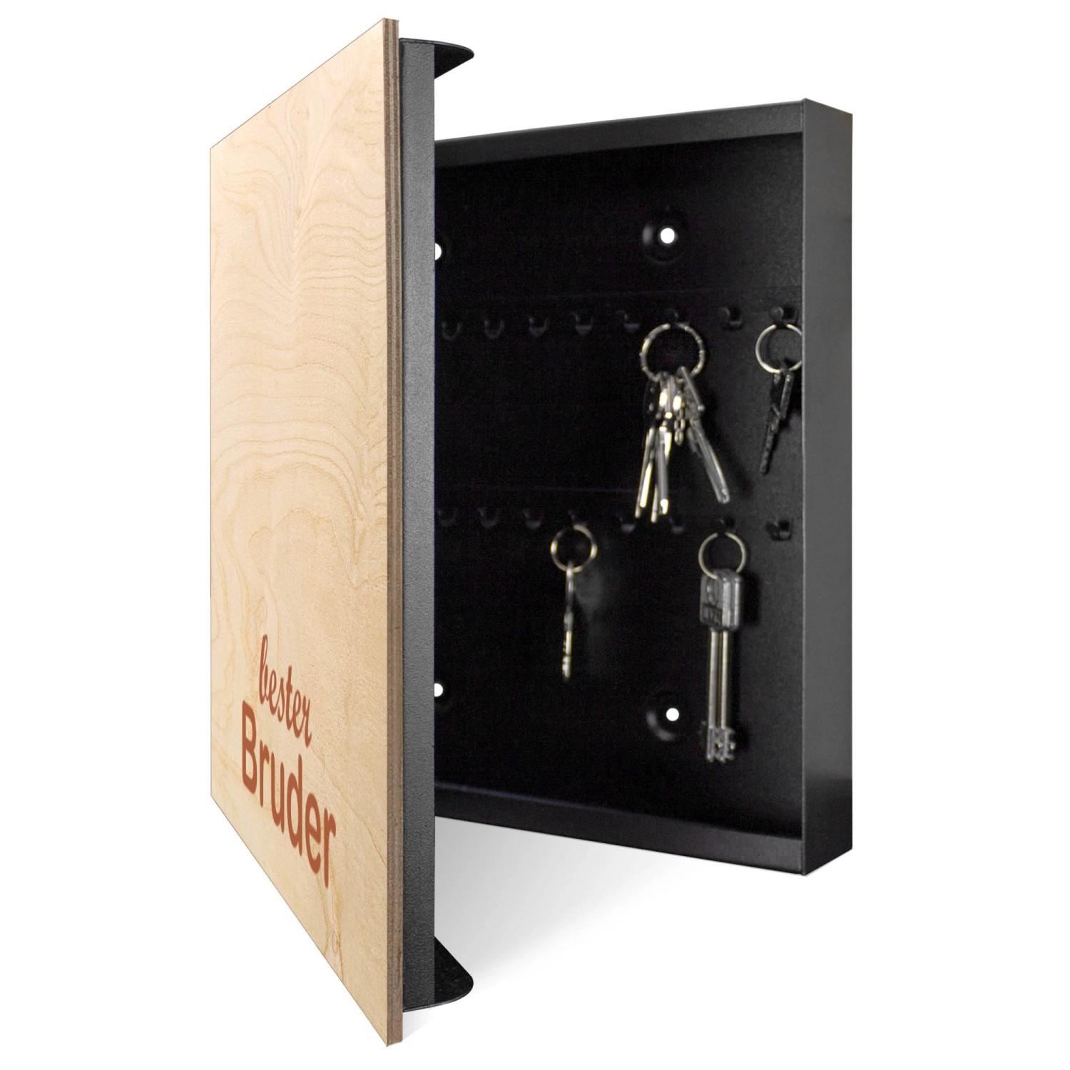 Banjado Schlüsselkasten Holz - Für 50 Schlüssel, 30x30cm, Motiv Highland-Kuh