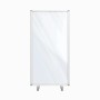 KARAT Mobile Trennwand, transparent, 90x180 cm, mit Rollen und beschreibbarer Oberfläche.