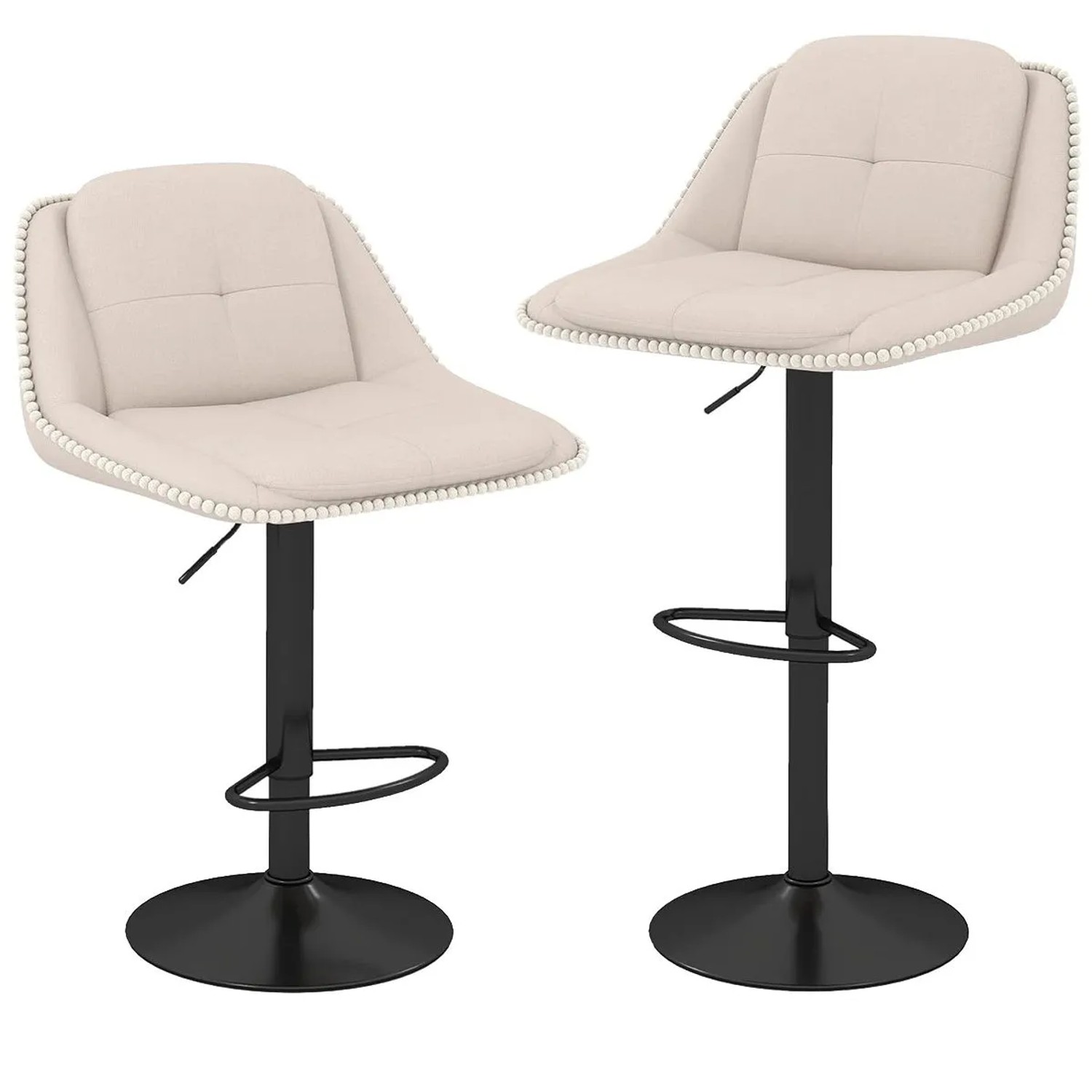 Costway Barhocker 2er Set Drehbar mit Rückenlehne für Küche Bar Beige