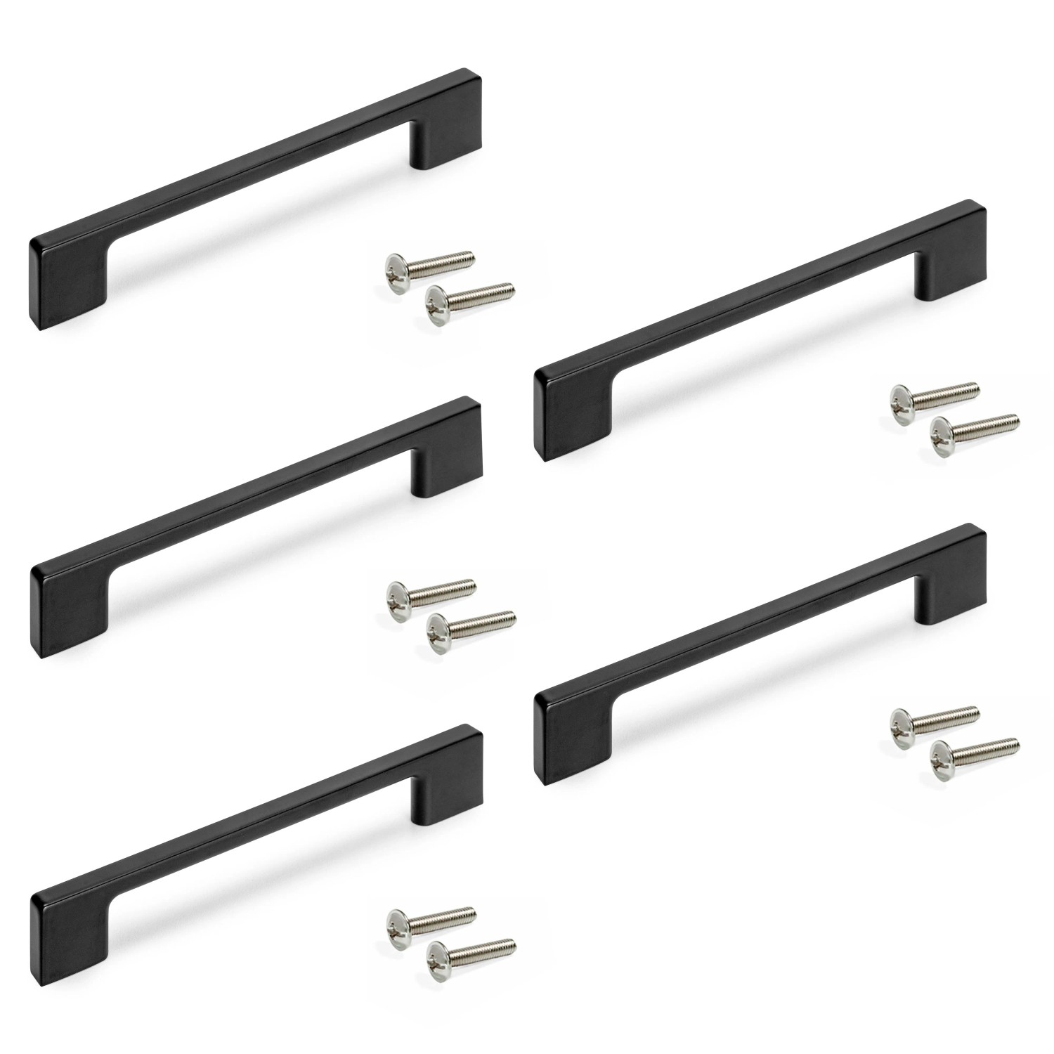 Emuca Lot von 10 Möbelgriffe Miami L272 mm 192 mm Achsenabstand Edelstahl Schwarz Lackiert