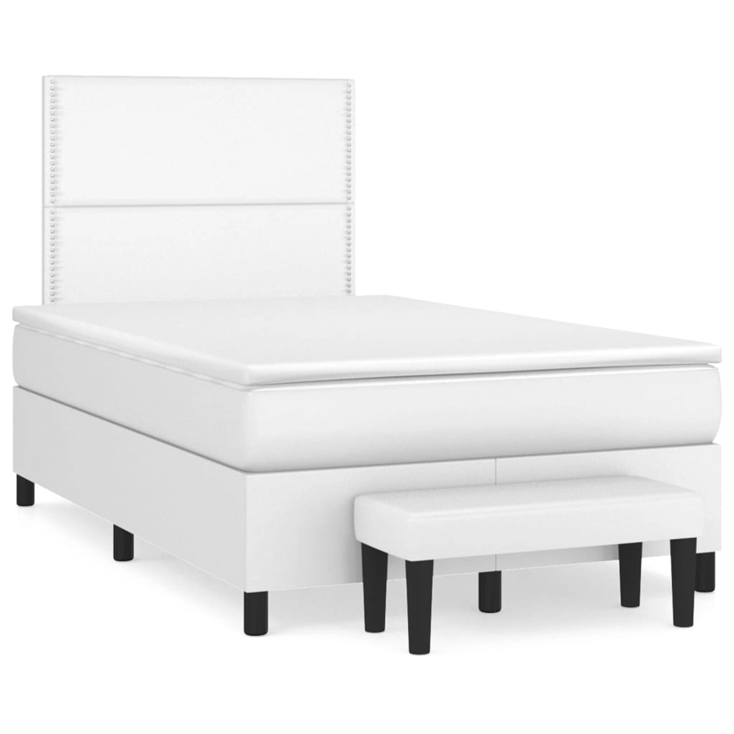 vidaXL Boxspringbett mit Matratze Weiß 120x200 cm Kunstleder1469661