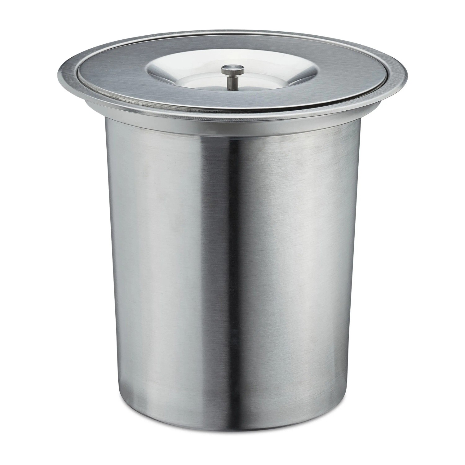 Relaxdays Einbauabfalleimer Edelstahl mit Deckel Silber 8, 25 cm x 27 cm