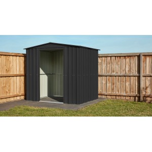 Globel Metall-Gerätehaus Tower 108 in Anthrazit, robust und formstabil.