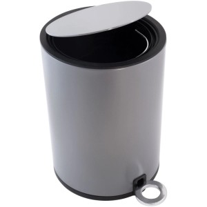 Mattgrauer Kosmetikeimer 3 Liter mit Pedal und Soft Close Deckel für Bad & Gäste WC.