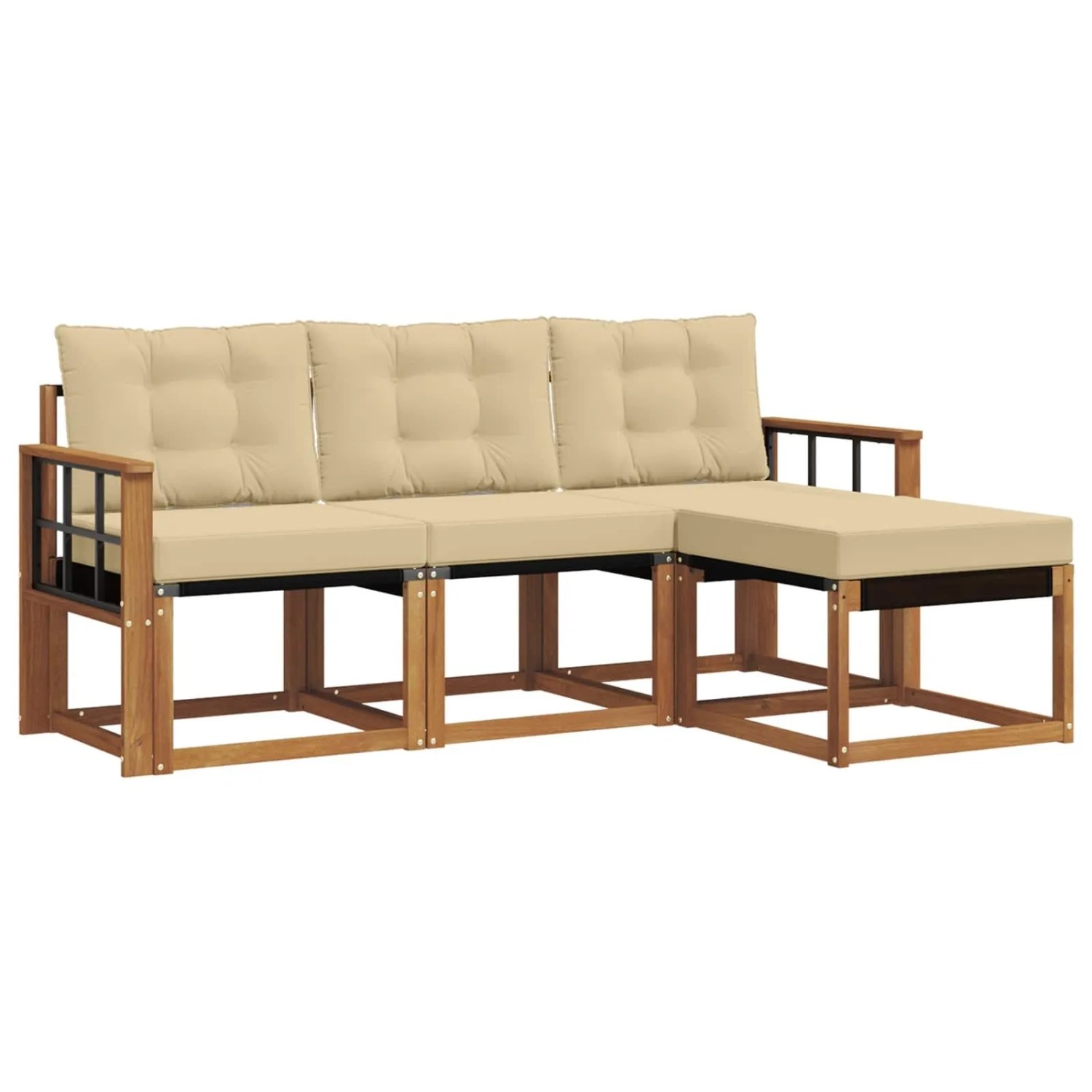 vidaXL Outdoor-Sofagarnitur mit Kissen 4-Tlg Natur und Beige 3368552