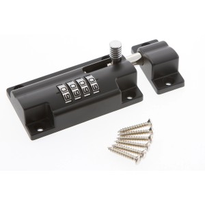 Burg Wächter Riegel Zahlenschloss RS 110 C, schwarz, mit vier Zahlrollen und Schrauben.