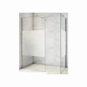 Duschparadies Duschkabine 90 x 90 x 200cm Walk in Glas 10mm Nano Glas Satiniert Mit Streifen Mit 90cm Stabilierungsstange x 2