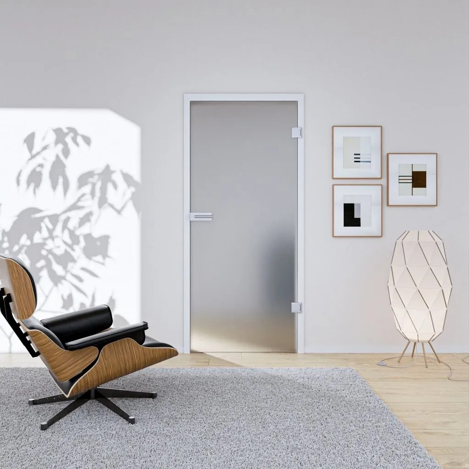 Hansaglas Glastür Satiniert 584 x 1972 mm Studio/Office DIN Rechts