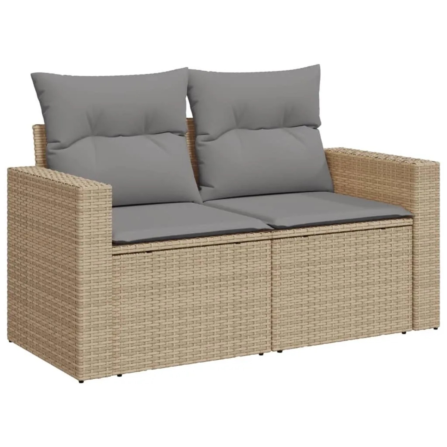 vidaXL Gartensofa mit Kissen 2-Sitzer Beige Poly Rattan 366105 günstig online kaufen