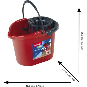 Vileda Kinder-Wischmopp und Eimer Set in Rot, robustes Spielzeug für kleine Helfer im Haushalt.