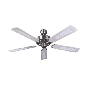 Pepeo Deckenventilator Potkuri, Aged Silver/Weiß, 132cm, mit Zugkette. Ventilator im Vintage Stil.