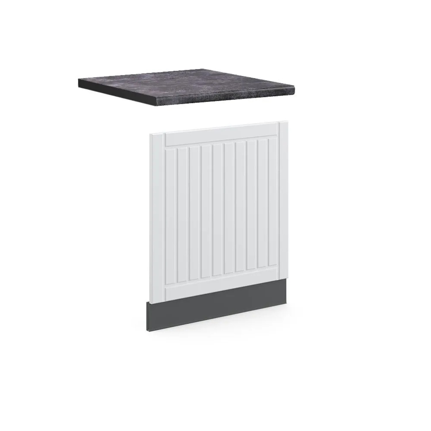 Vicco Frontblende Fame-Line Weiß Landhaus Anthrazit 60 cm AP Anthrazit