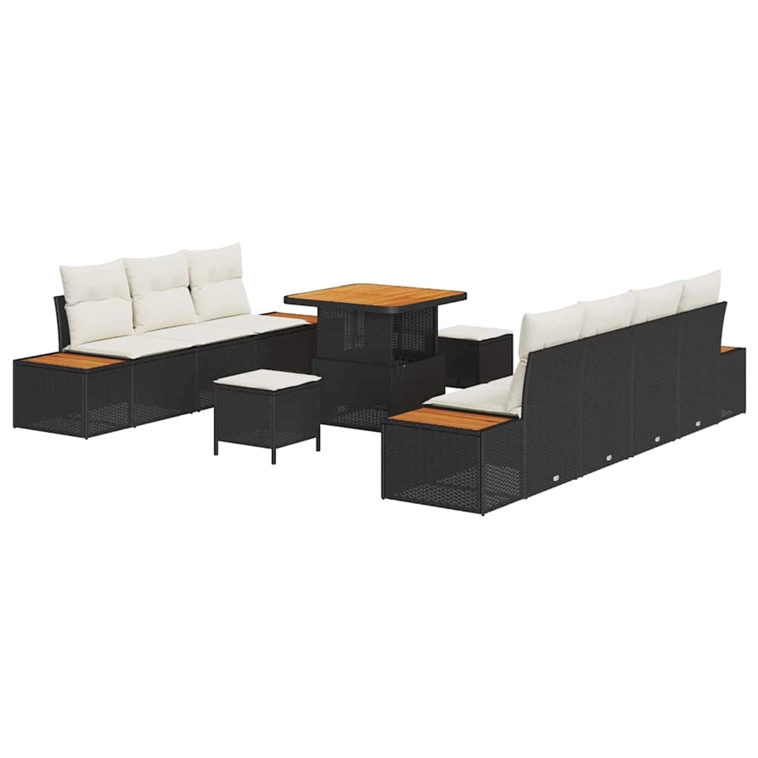 vidaXL Garten-Sofa-Set mit Kissen 10-Tlg Schwarz Poly Rattan 3362875 günstig online kaufen