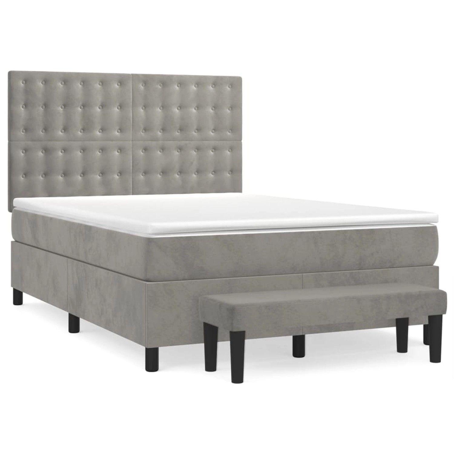 vidaXL Boxspringbett mit Matratze Hellgrau 140x200 cm Samt 3138085 günstig online kaufen