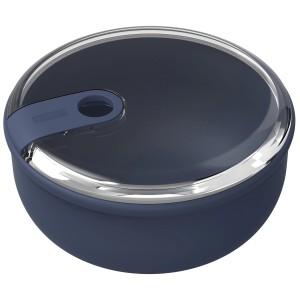 Runde, dunkelblaue Rotho Frischhaltedose Ela, 0,75 l. Vorratsdose mit transparentem Deckel.