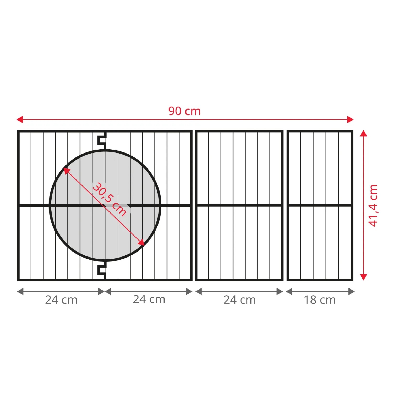 Grillrost aus Gusseisen für Taino Platinum Yamara Gasgrill, Maße: 90,5x41,5 cm