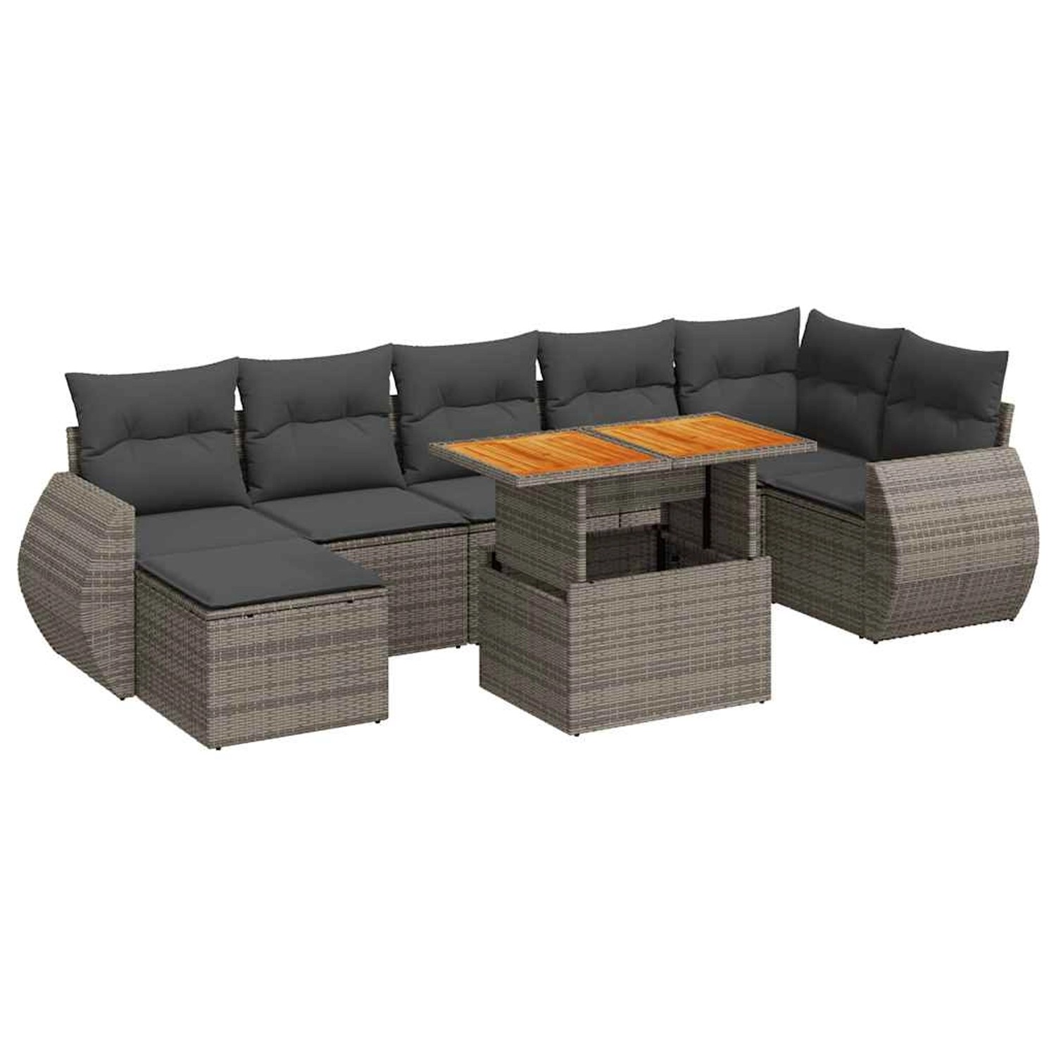 vidaXL 8-Tlg Garten-Sofagarnitur mit Kissen Grau Poly Rattan 3327294 günstig online kaufen
