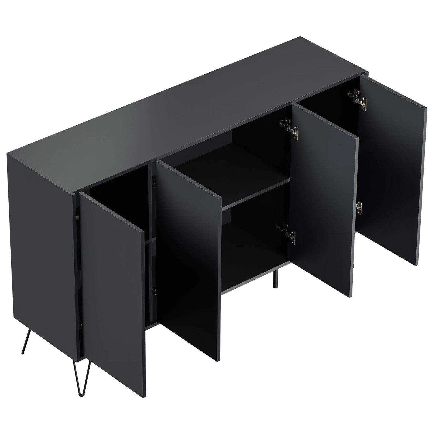 Posseik Sideboard Industrial P, 155 cm, Grafit, mit 4 Türen und Schubladen.