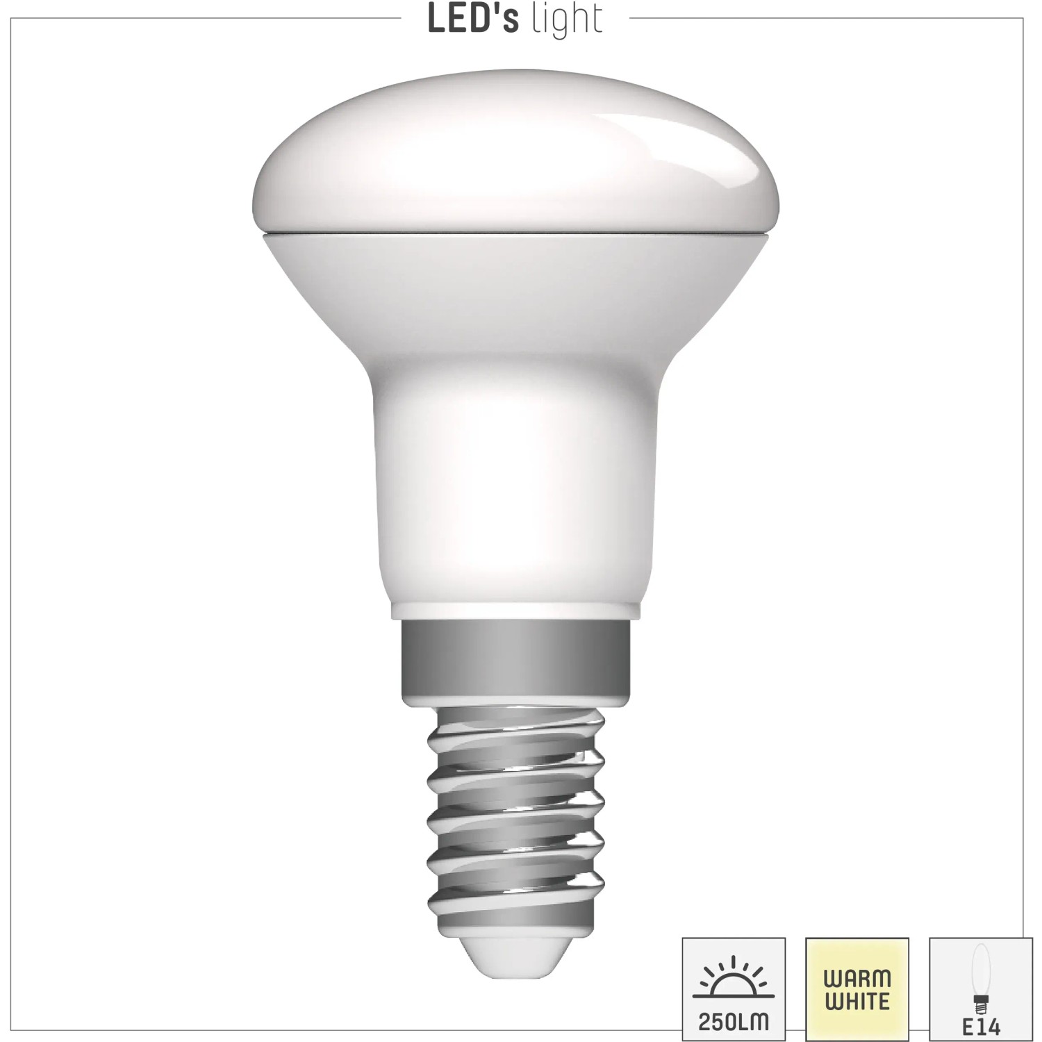 LED-Leuchtmittel E14 Pilzkopf, 2,2W, 250lm, warmweißes Licht.