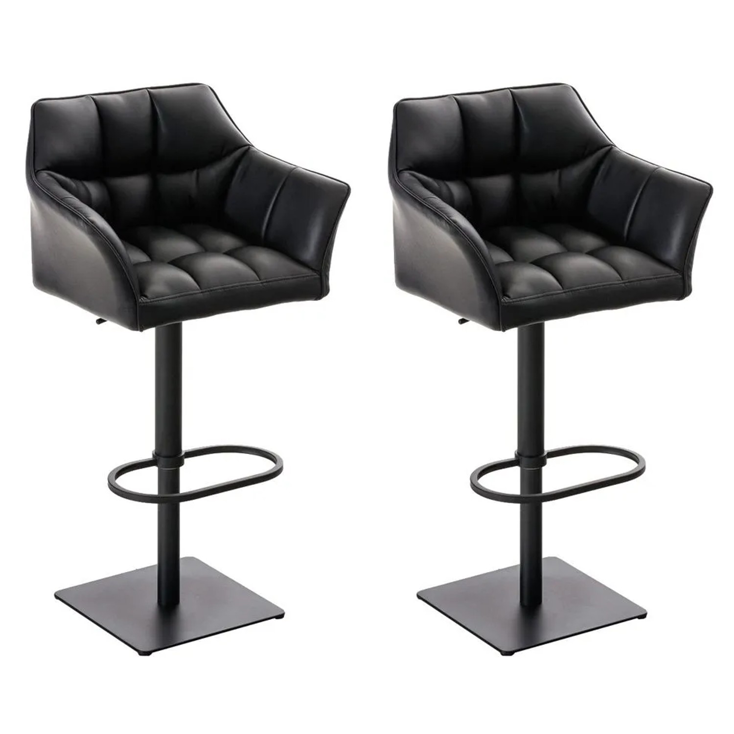 CLP 2er Set Barhocker Damaso Kunstleder Schwarz/Schwarz