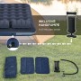 Blaue Outsunny Luftmatratze mit integrierten Kissen, Handpumpe und Faltbeispiel für Camping & Reise.