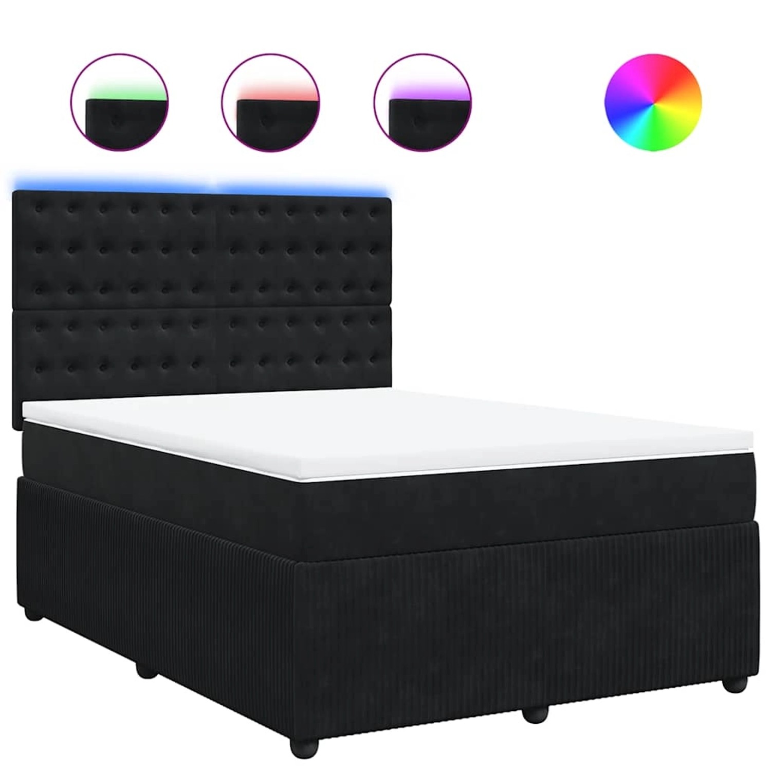 vidaXL Boxspringbett mit Matratze Schwarz 140x190 cm Samt 3294648 günstig online kaufen