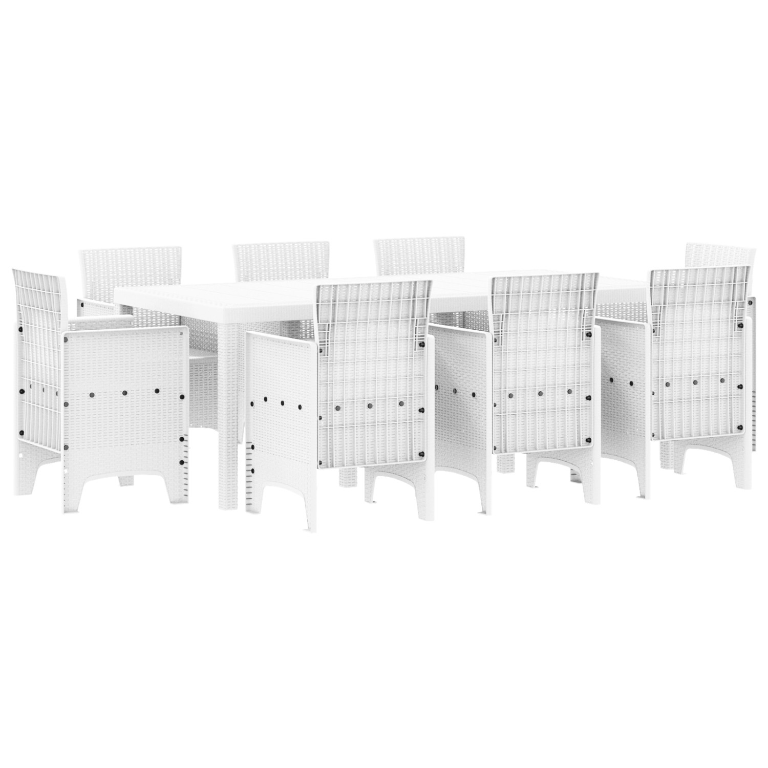 vidaXL 9-Teiliges Garten Essset Weiß Poly-Rattan 3378582 günstig online kaufen