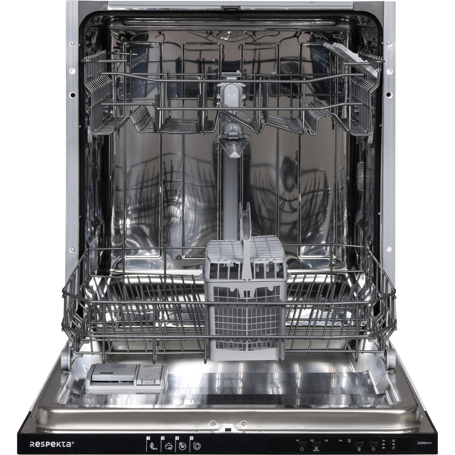 Innenansicht des Respekta Geschirrspülers, integriert in die Marleen Küchenzeile.