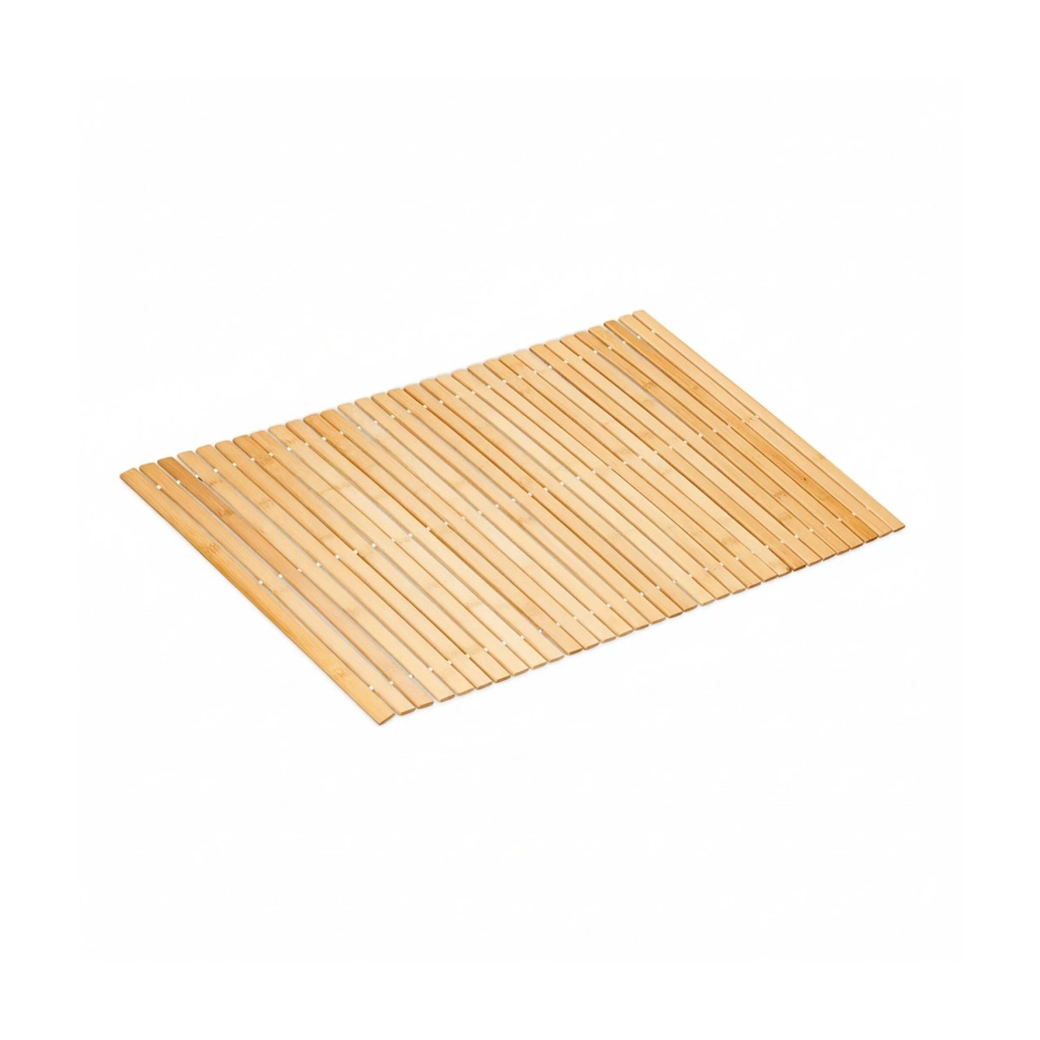 Relaxdays Badvorleger Bambus Natur Weiß Rutschfest 80 cm x 50 cm 1,4 kg