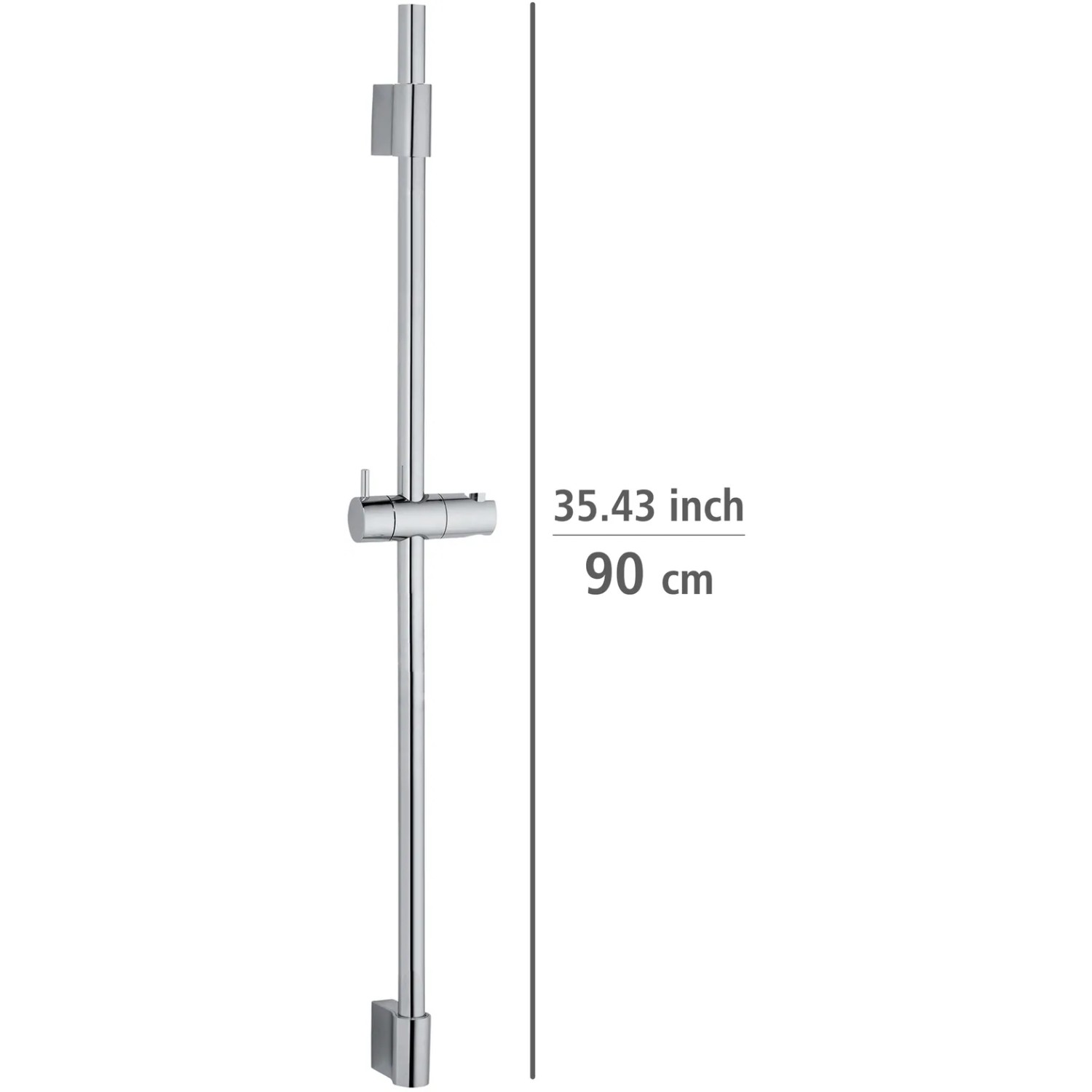 Wenko Duschstange Classic Chrom, 90 cm, aus Edelstahl mit verstellbarem Brausehalter.