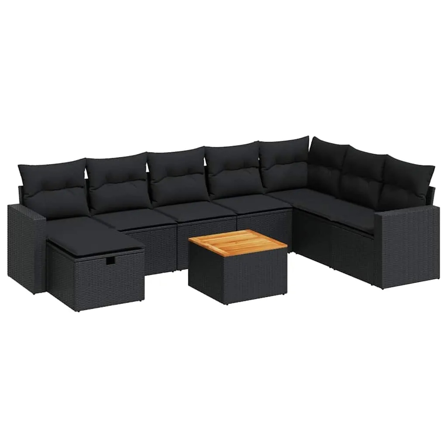 vidaXL 9-Tlg Garten-Sofagarnitur mit Kissen Schwarz Poly Rattan 3325800 günstig online kaufen