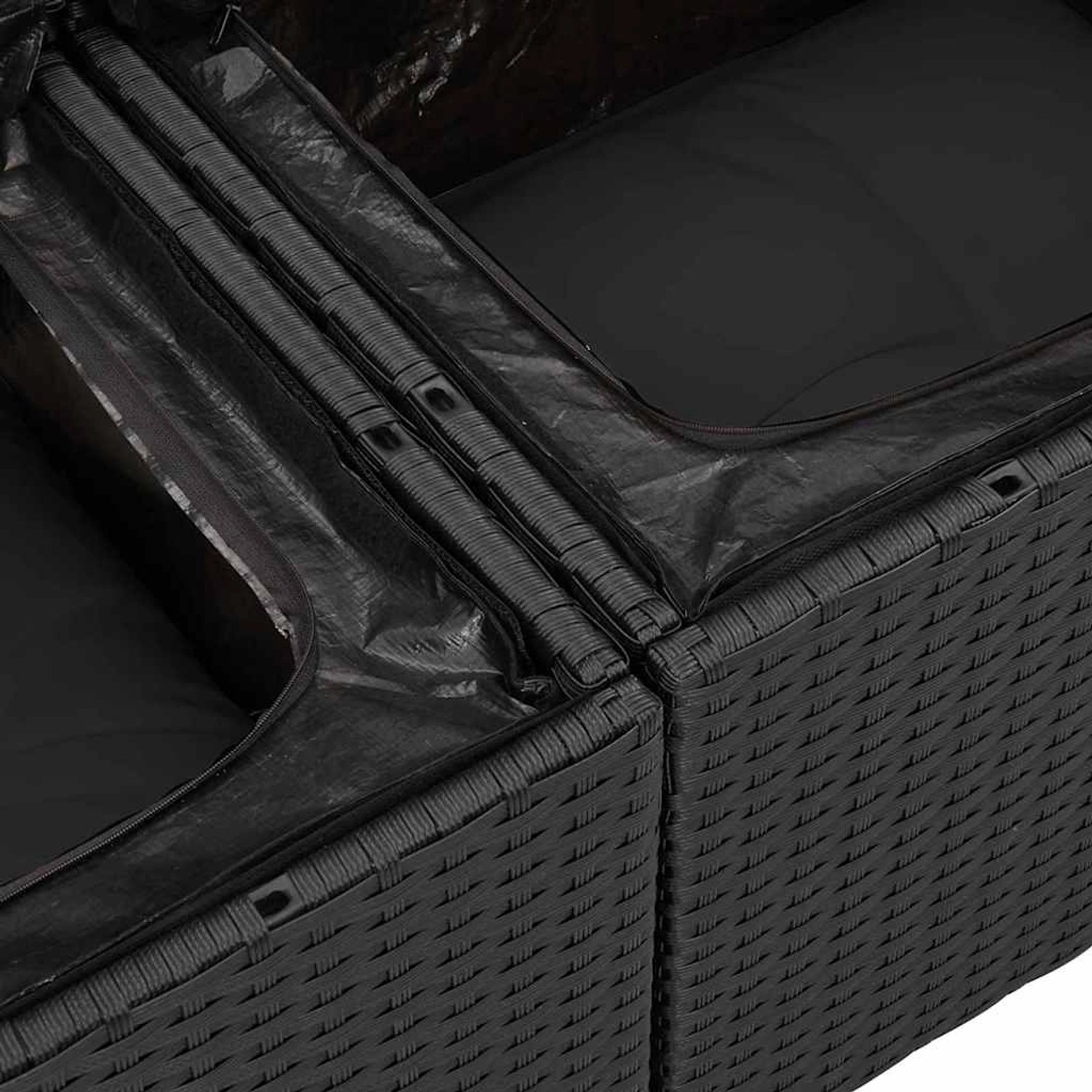 vidaXL Garten-Sofa-Set, 5-teilig, schwarz, Poly Rattan. Modulares Lounge Set für Garten oder Terrasse.