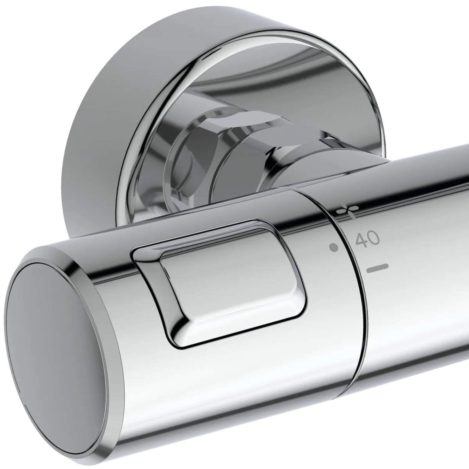 Detailaufnahme: Ideal Standard Ceratherm T25+ Thermostat für Duschpaneel, Chrom.