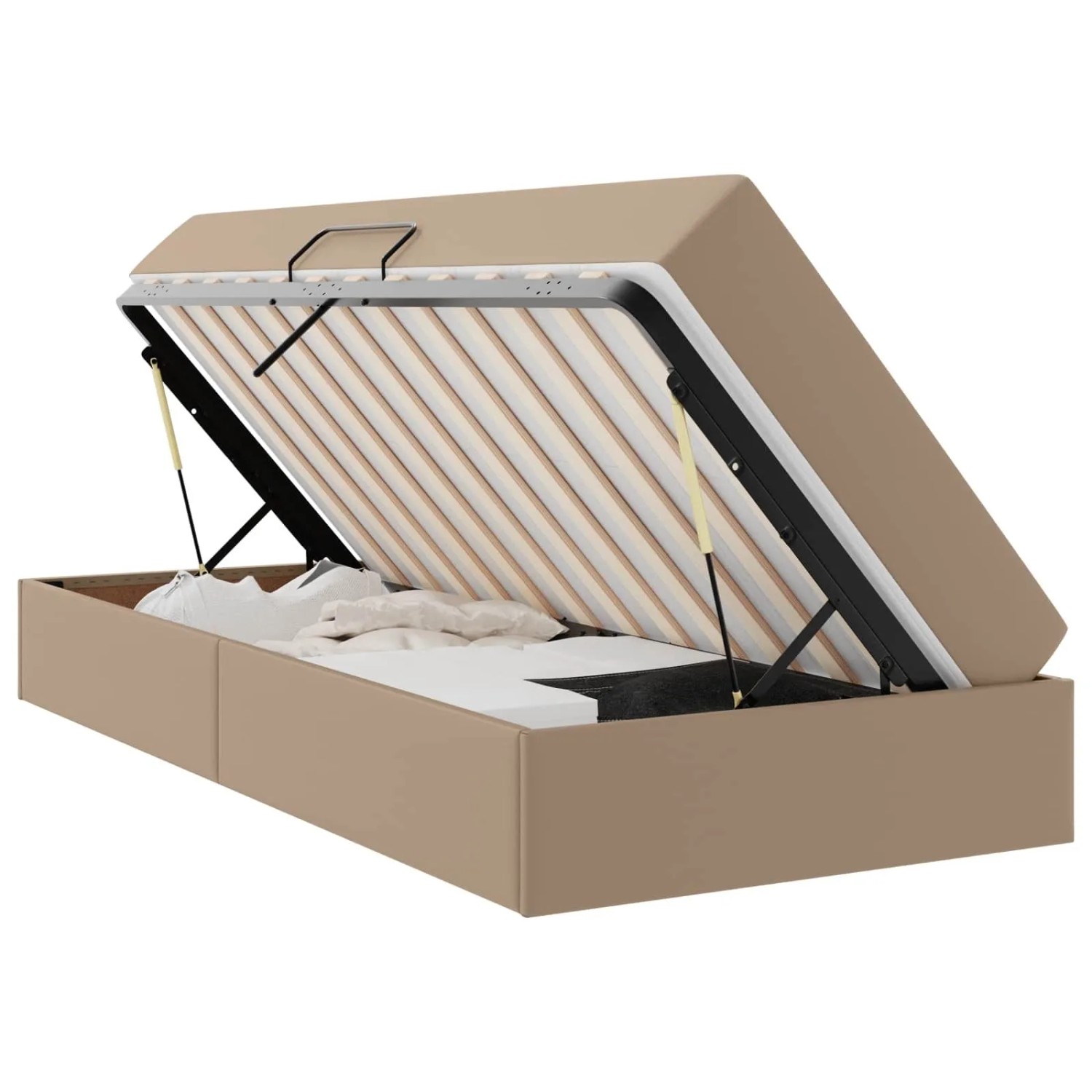 vidaXL Aufbewahrungsbett mit Matratze 2 Stk Cappuccino Leder 3399599