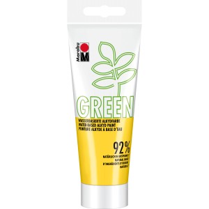 Marabu Green Alkydfarbe, wasserbasiert, 100ml in Mittelgelb. Künstlerfarbe für Leinwand, Papier, Holz u.v.m.